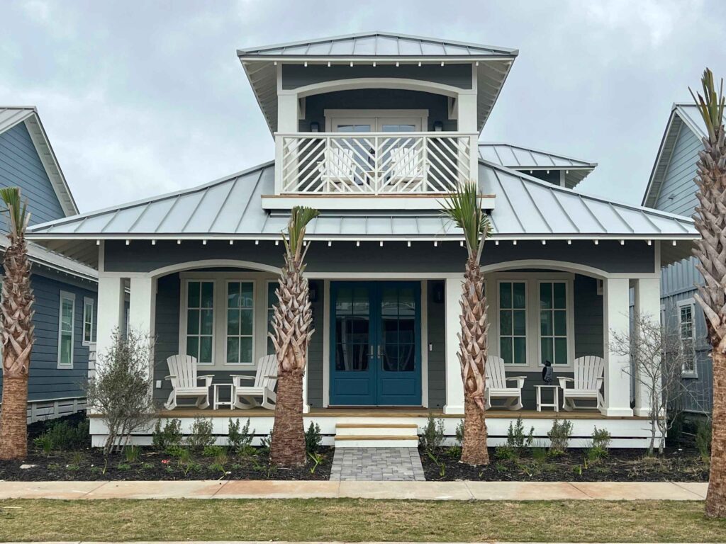 Custom home exterior with modern architectural design in Texas